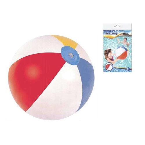 Duża dmuchana piłka plażowa Bestway 51 cm, pokazująca jej żywe kolory i błysk na słońcu