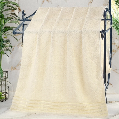 GRUBY RĘCZNIK KĄPIELOWY MAREA 70x140 cm PREMIUM Z BORDIURĄ CHŁONNY ECRU