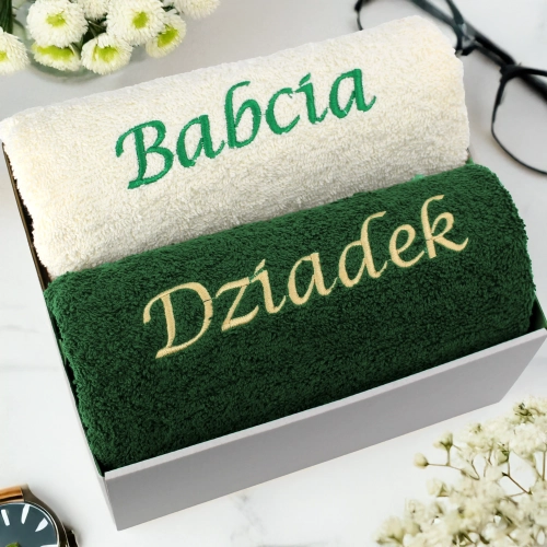 LUKSUSOWY PREZENT DLA BABCI I DZIADKA ZESTAW RĘCZNIKÓW Z HAFTEM KOMPLET
