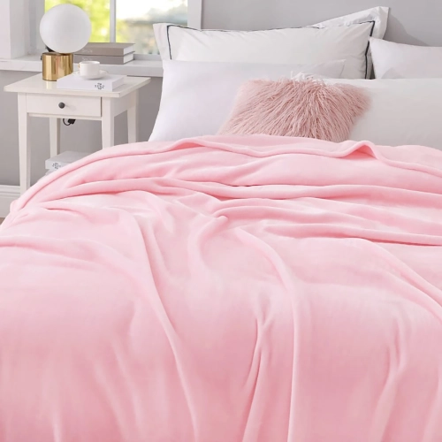 JASNO RÓŻOWY KOC 200x220 MIKROFIBRA NARZUTA NA ŁÓŻKO PLED PLUSZ KAPA POLAR