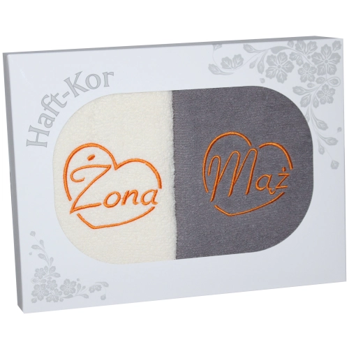 PREZENT ŚLUBNY ZESTAW DWÓCH RĘCZNIKÓW ŻONA MĄŻ