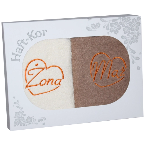 PREZENT ŚLUBNY ZESTAW DWÓCH RĘCZNIKÓW ŻONA MĄŻ