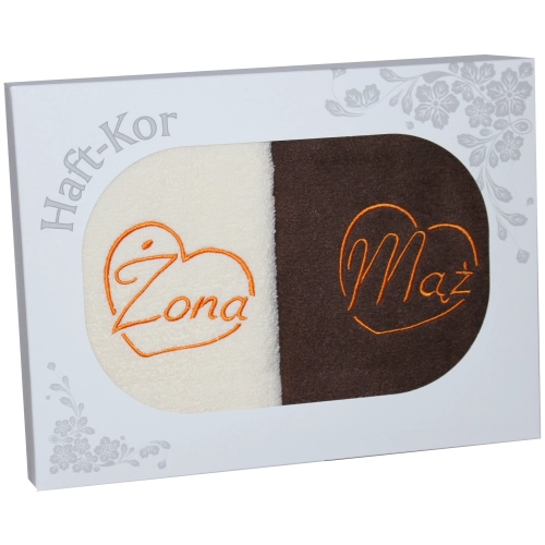 PREZENT ŚLUBNY ZESTAW DWÓCH RĘCZNIKÓW ŻONA MĄŻ