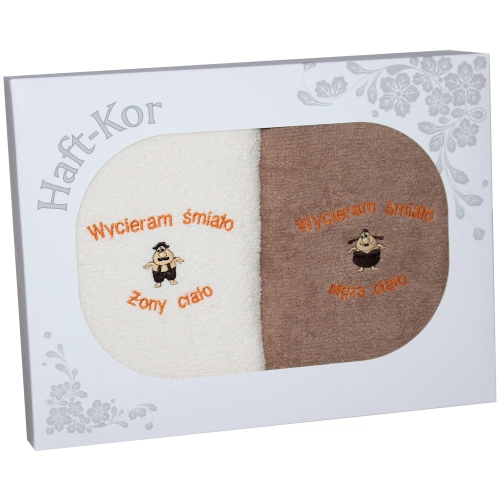 PREZENT ŚLUBNY ZESTAW DWÓCH RĘCZNIKÓW ŻONA MĄŻ