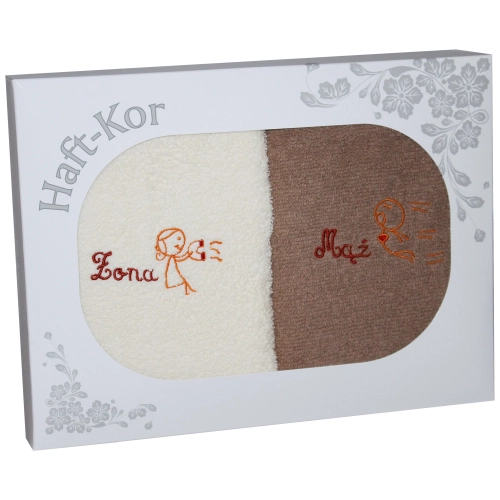 PREZENT ŚLUBNY ZESTAW DWÓCH RĘCZNIKÓW ŻONA MĄŻ