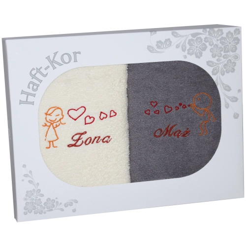 PREZENT ŚLUBNY ZESTAW DWÓCH RĘCZNIKÓW ŻONA MĄŻ