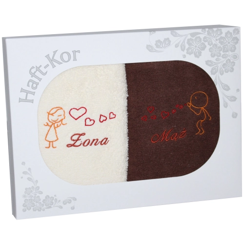PREZENT ŚLUBNY ZESTAW DWÓCH RĘCZNIKÓW ŻONA MĄŻ