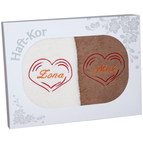 PREZENT ŚLUBNY ZESTAW DWÓCH RĘCZNIKÓW ŻONA MĄŻ