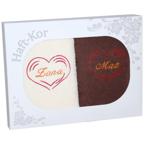 PREZENT ŚLUBNY ZESTAW DWÓCH RĘCZNIKÓW ŻONA MĄŻ