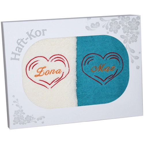 PREZENT ŚLUBNY ZESTAW DWÓCH RĘCZNIKÓW ŻONA MĄŻ