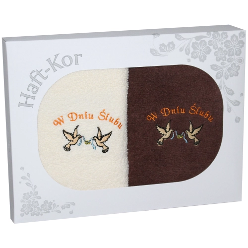 PREZENT ŚLUBNY ZESTAW DWÓCH RĘCZNIKÓW ŻONA MĄŻ