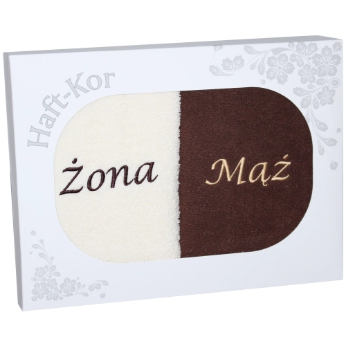 PREZENT ŚLUBNY ZESTAW DWÓCH RĘCZNIKÓW ŻONA MĄŻ