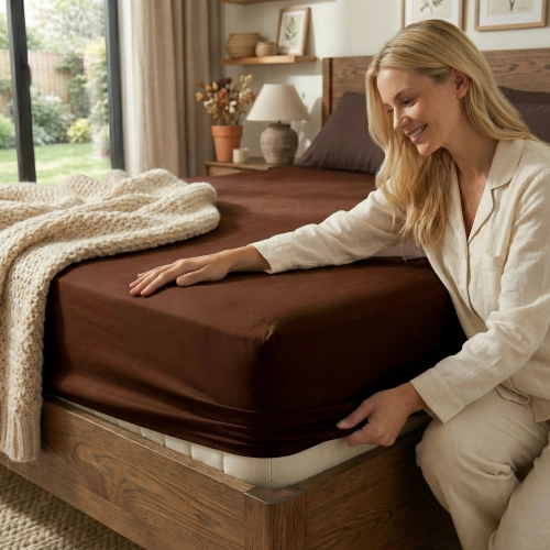 Brązowe prześcieradło nieprzemakalne Jersey ochraniacz na materac