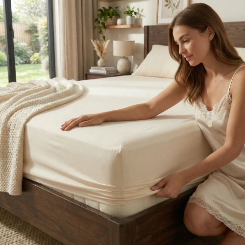 Prześcieradło nieprzemakalne Jersey ecru ochraniacz na materac