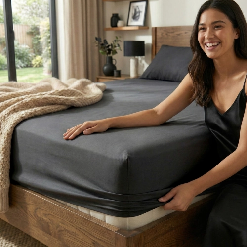 Grafitowe prześcieradło nieprzemakalne Jersey ochraniacz na materac