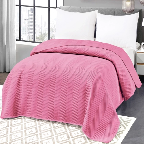 NARZUTA WELUROWA 220X240 NA KANAPĘ PREMIUM VELVET PIKOWANA PUDROWY RÓŻ