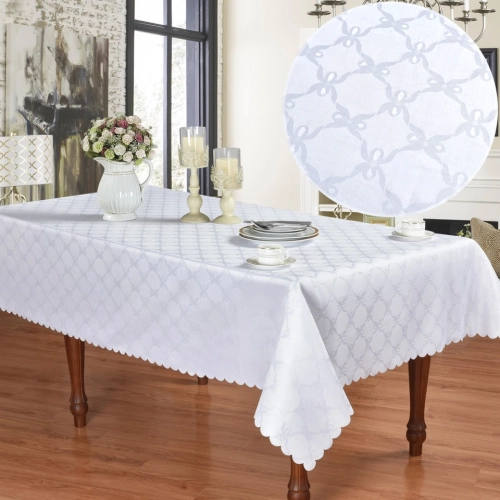BIAŁY OBRUS NA STÓŁ 160X350 DEKORACYJNY ŻAKARDOWY BIANCA PROSTOKĄTNY