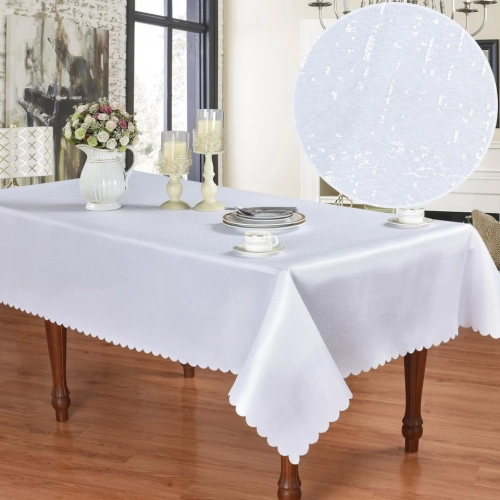 BIAŁY OBRUS NA STÓŁ 160X400 DEKORACYJNY ŻAKARDOWY LUMINA PROSTOKĄTNY