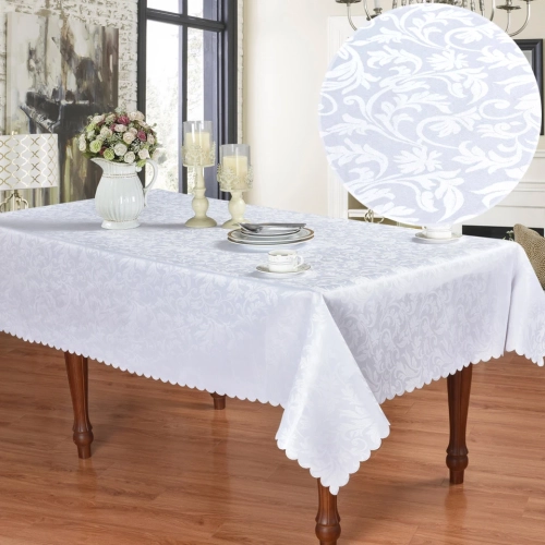 BIAŁY OBRUS NA STÓŁ 160X240 DEKORACYJNY ŻAKARDOWY ETERNA PROSTOKĄTNY