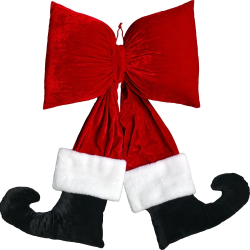 KOKARDA ŚWIĄTECZNA WELUROWA 22 cm NA CHOINKĘ DRZWI OKNO KOKARDKA BUTY