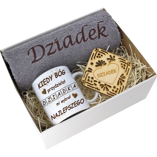 PREZENT DZIEŃ DZIADKA RĘCZNIK KUBEK SUPER DZIADEK