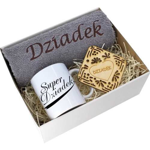 PREZENT DZIEŃ DZIADKA RĘCZNIK KUBEK SUPER DZIADEK