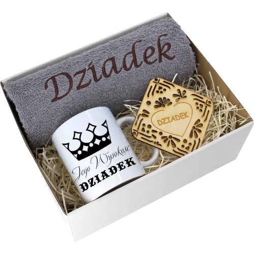 PREZENT DZIEŃ DZIADKA RĘCZNIK KUBEK SUPER DZIADEK