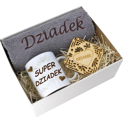PREZENT DZIEŃ DZIADKA RĘCZNIK KUBEK SUPER DZIADEK