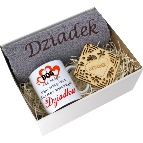 PREZENT DZIEŃ DZIADKA RĘCZNIK KUBEK SUPER DZIADEK