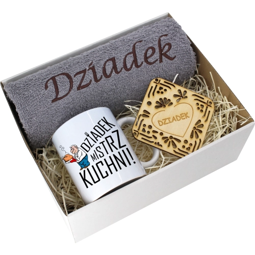 PREZENT DZIEŃ DZIADKA RĘCZNIK KUBEK SUPER DZIADEK