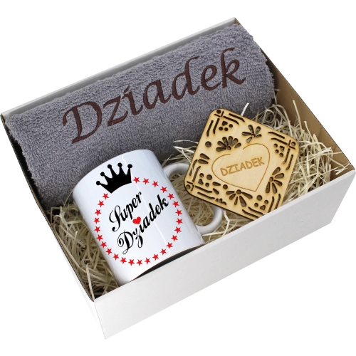 PREZENT DZIEŃ DZIADKA RĘCZNIK KUBEK SUPER DZIADEK