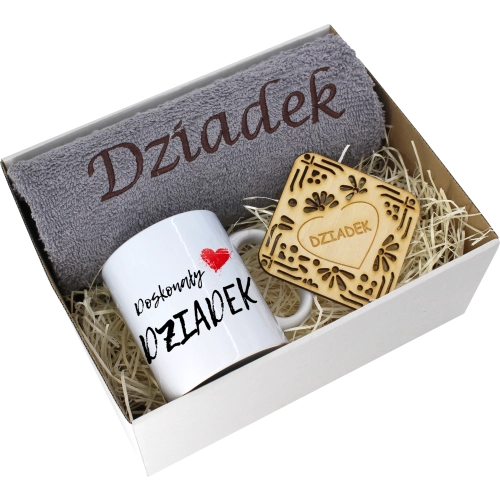 PREZENT DZIEŃ DZIADKA RĘCZNIK KUBEK SUPER DZIADEK