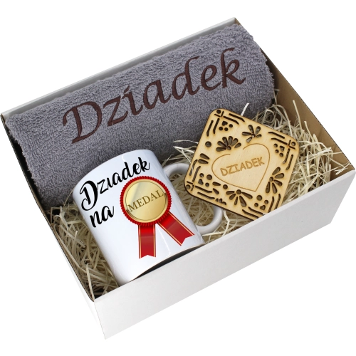PREZENT DZIEŃ DZIADKA RĘCZNIK KUBEK SUPER DZIADEK