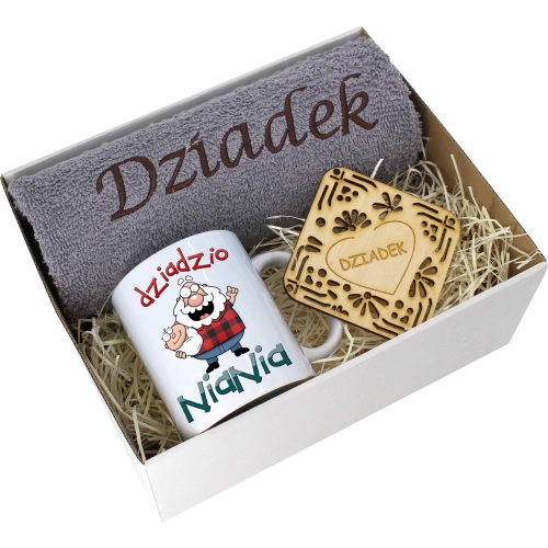 PREZENT DZIEŃ DZIADKA RĘCZNIK KUBEK SUPER DZIADEK