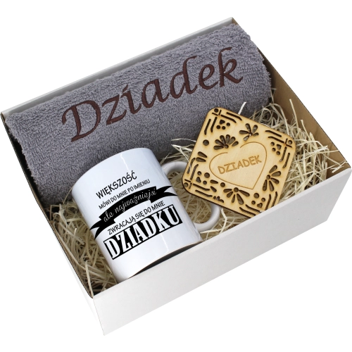 PREZENT DZIEŃ DZIADKA RĘCZNIK KUBEK SUPER DZIADEK