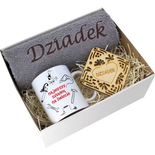 PREZENT DZIEŃ DZIADKA RĘCZNIK KUBEK SUPER DZIADEK