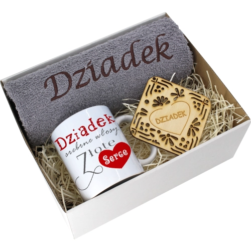 PREZENT DZIEŃ DZIADKA RĘCZNIK KUBEK SUPER DZIADEK