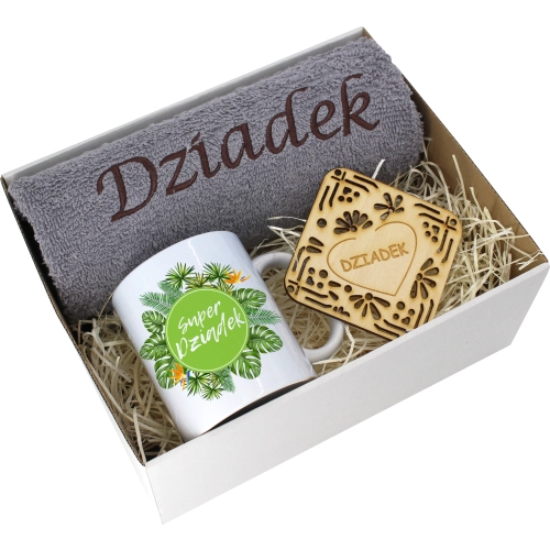 PREZENT DZIEŃ DZIADKA RĘCZNIK KUBEK SUPER DZIADEK