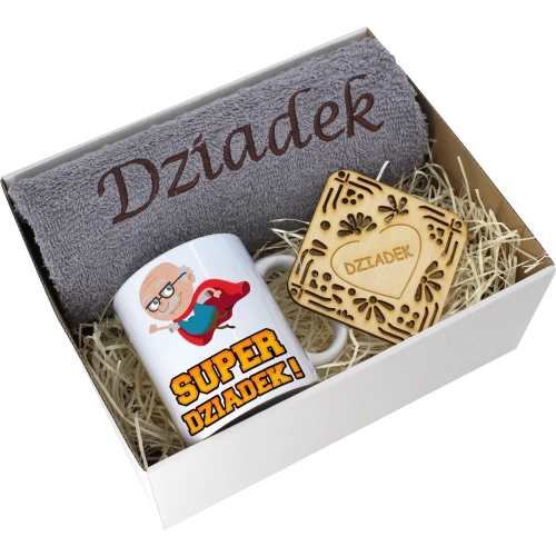 PREZENT DZIEŃ DZIADKA RĘCZNIK KUBEK SUPER DZIADEK