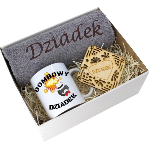 PREZENT DZIEŃ DZIADKA RĘCZNIK KUBEK SUPER DZIADEK