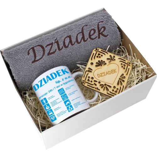 PREZENT DZIEŃ DZIADKA RĘCZNIK KUBEK SUPER DZIADEK