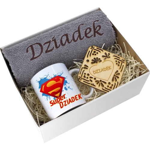 PREZENT DZIEŃ DZIADKA RĘCZNIK KUBEK SUPER DZIADEK