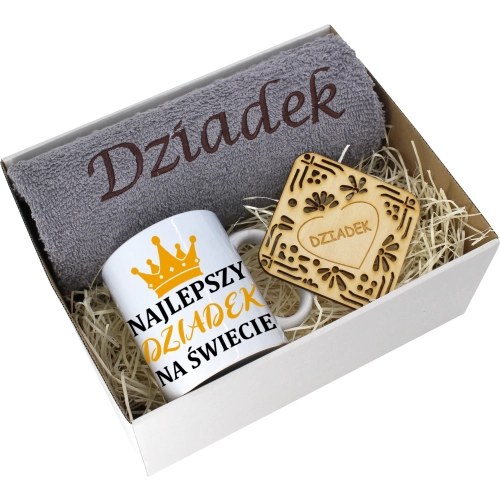 PREZENT DZIEŃ DZIADKA RĘCZNIK KUBEK SUPER DZIADEK