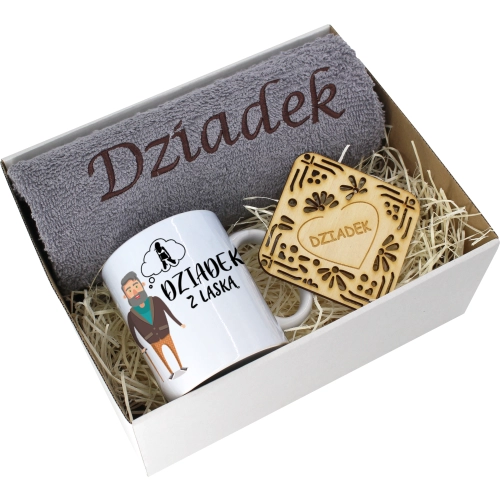 PREZENT DZIEŃ DZIADKA RĘCZNIK KUBEK SUPER DZIADEK