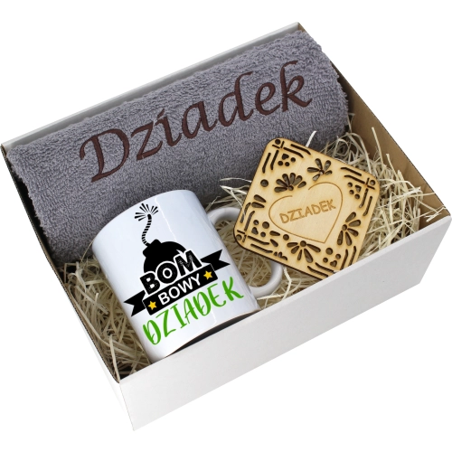 PREZENT DZIEŃ DZIADKA RĘCZNIK KUBEK SUPER DZIADEK