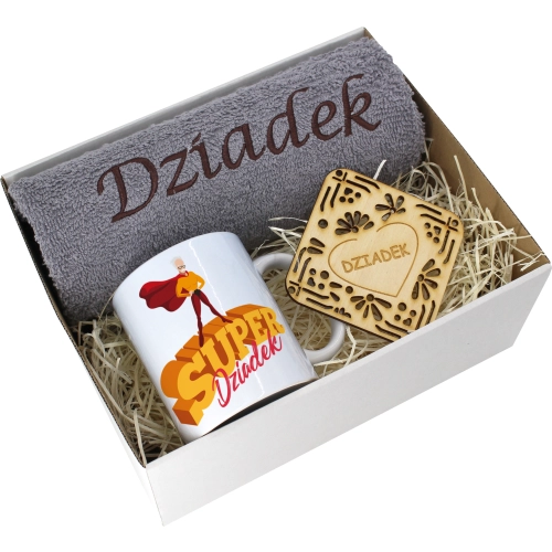 PREZENT DZIEŃ DZIADKA RĘCZNIK KUBEK SUPER DZIADEK