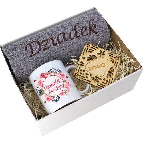PREZENT DZIEŃ DZIADKA RĘCZNIK KUBEK SUPER DZIADEK