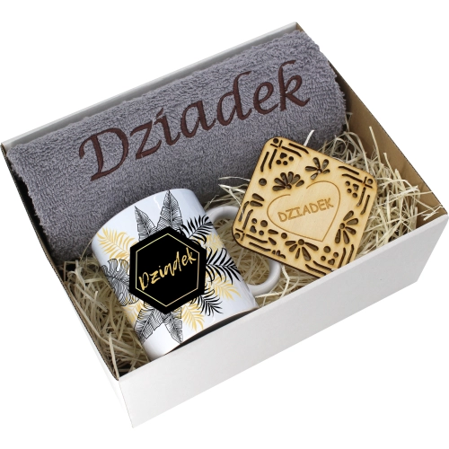 PREZENT DZIEŃ DZIADKA RĘCZNIK KUBEK SUPER DZIADEK