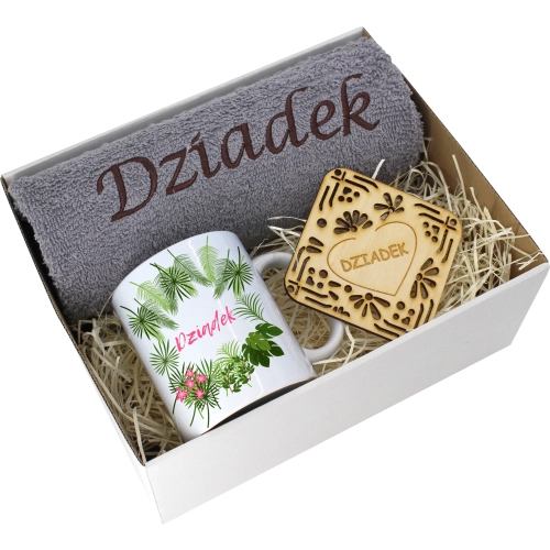 PREZENT DZIEŃ DZIADKA RĘCZNIK KUBEK SUPER DZIADEK