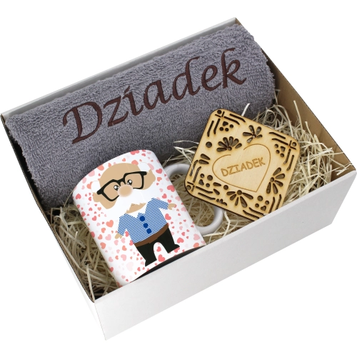 PREZENT DZIEŃ DZIADKA RĘCZNIK KUBEK SUPER DZIADEK